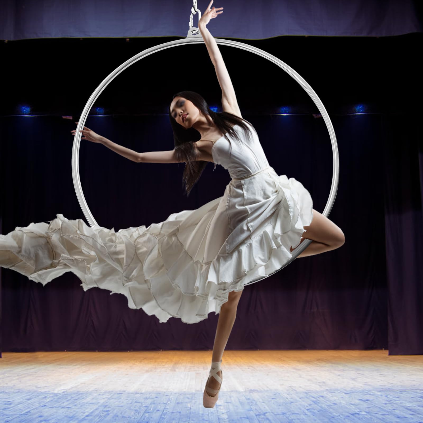 Tiardocge 85cm Complete Aerial Hoop Kit, Suspension Professional Ring Fitness, Aerial Lyra Hoop Set for Adults, Beginners, Home Practice, and Circus Ring