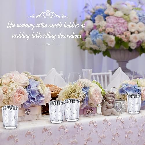 Miniatura 6 de 50 portavelas votivas a granel de vidrio de mercurio votivo portavelas candelita candelita centro de mesa de boda para mesa, hogar, cumpleaños,