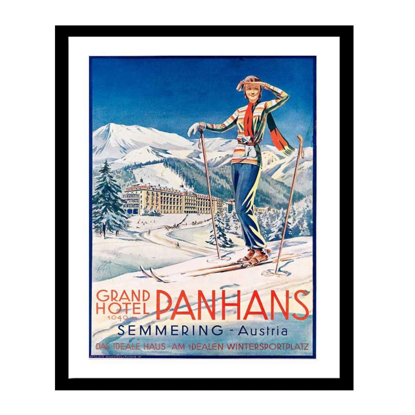 TGRNFHKPYY Canvas Painting Wall Mural Print Vintage Grand Hotel Panhans Semmering Austria Travel Poster Living Room and Bedroom Home Decoration 8x12inch