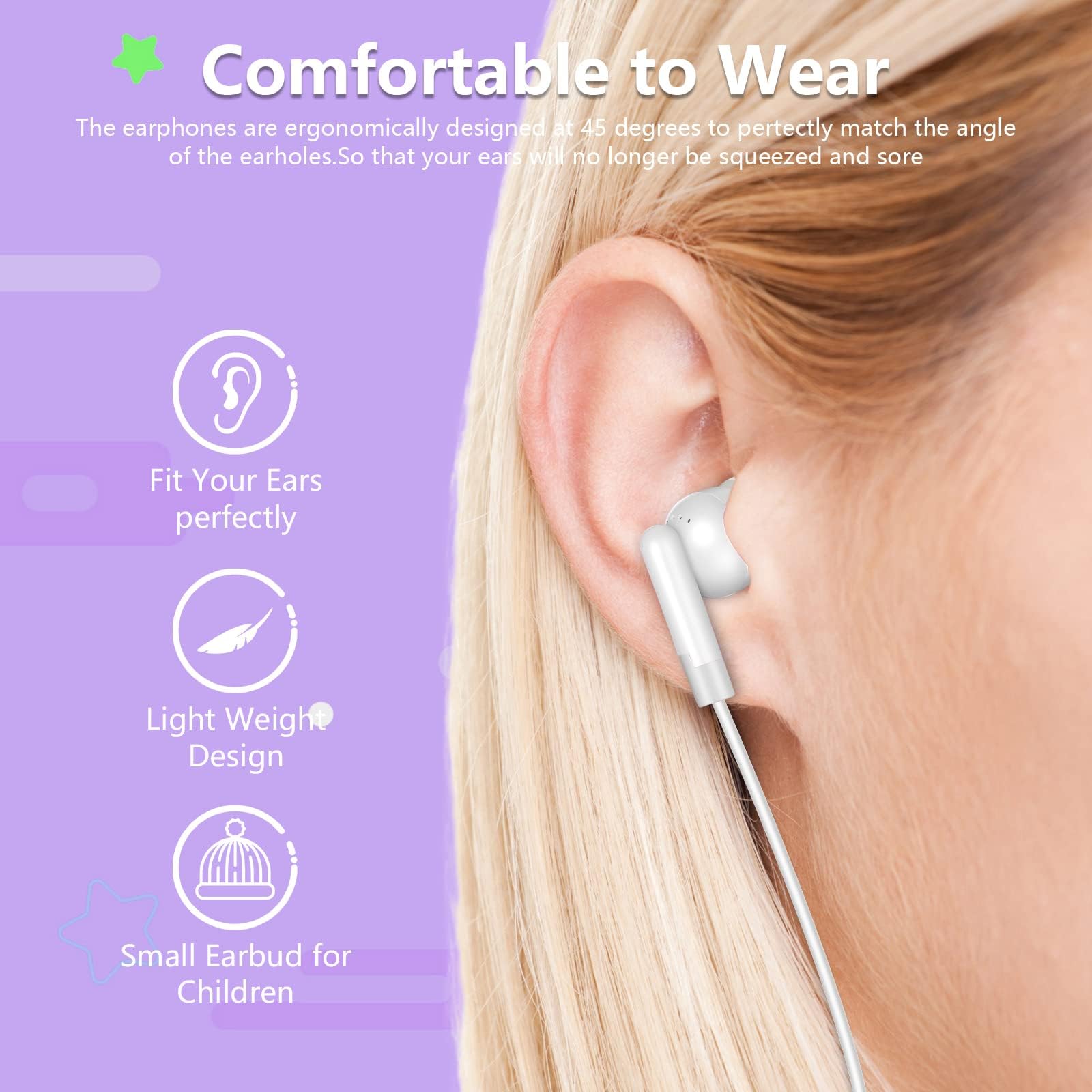 Bulk - Confezione da 200 auricolari per aula cablata, 3,5 mm, colore: Bianco
