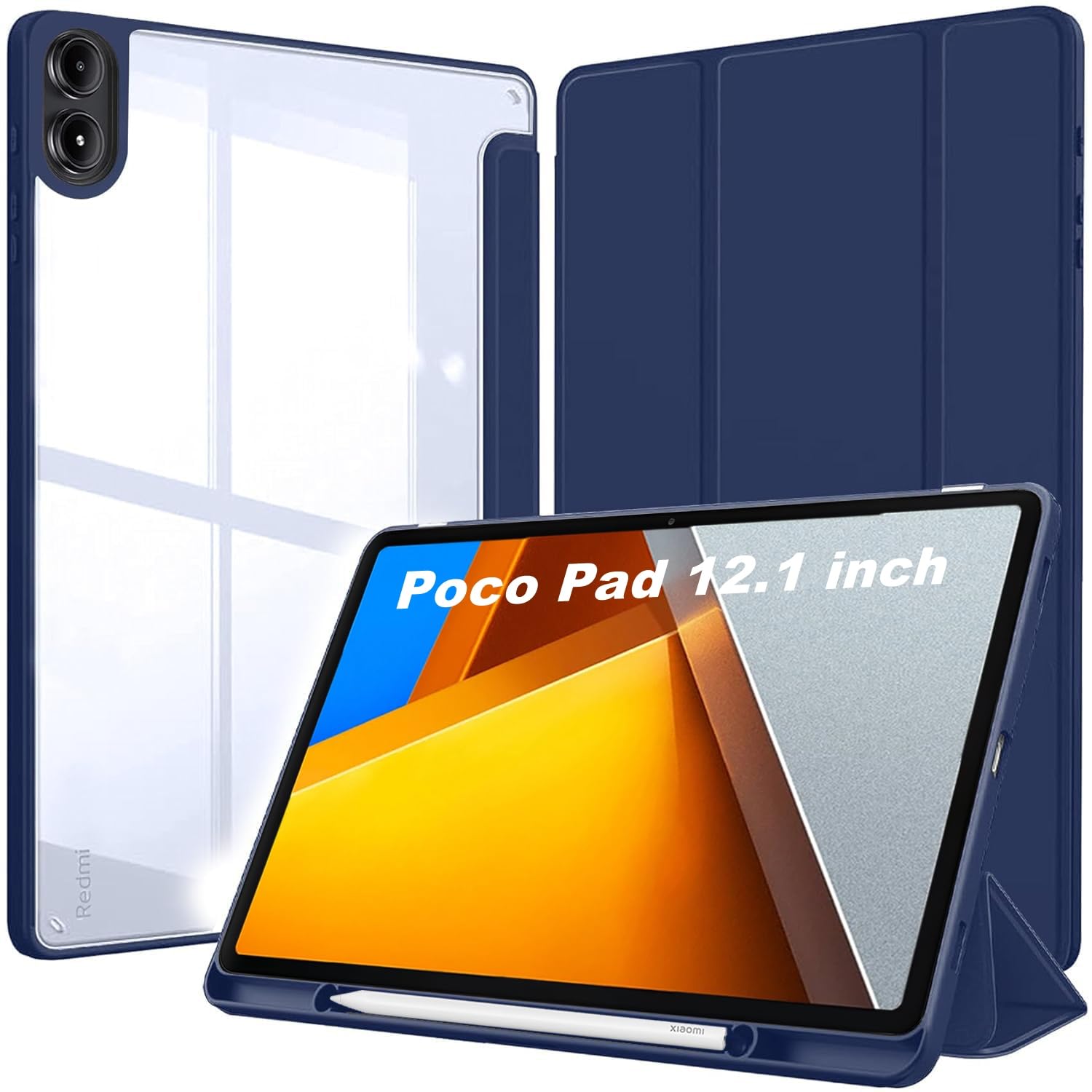ProElite Case Cover for Poco Pad 12.1 inch Cover, Transparent Flip Case for Poco Pad 12.1 inch with Pen Holder, [Supports Auto Sleep Wake Function], Dark Blue (B0D9P36FX1) Amazon Price History, Amazon Price Tracker