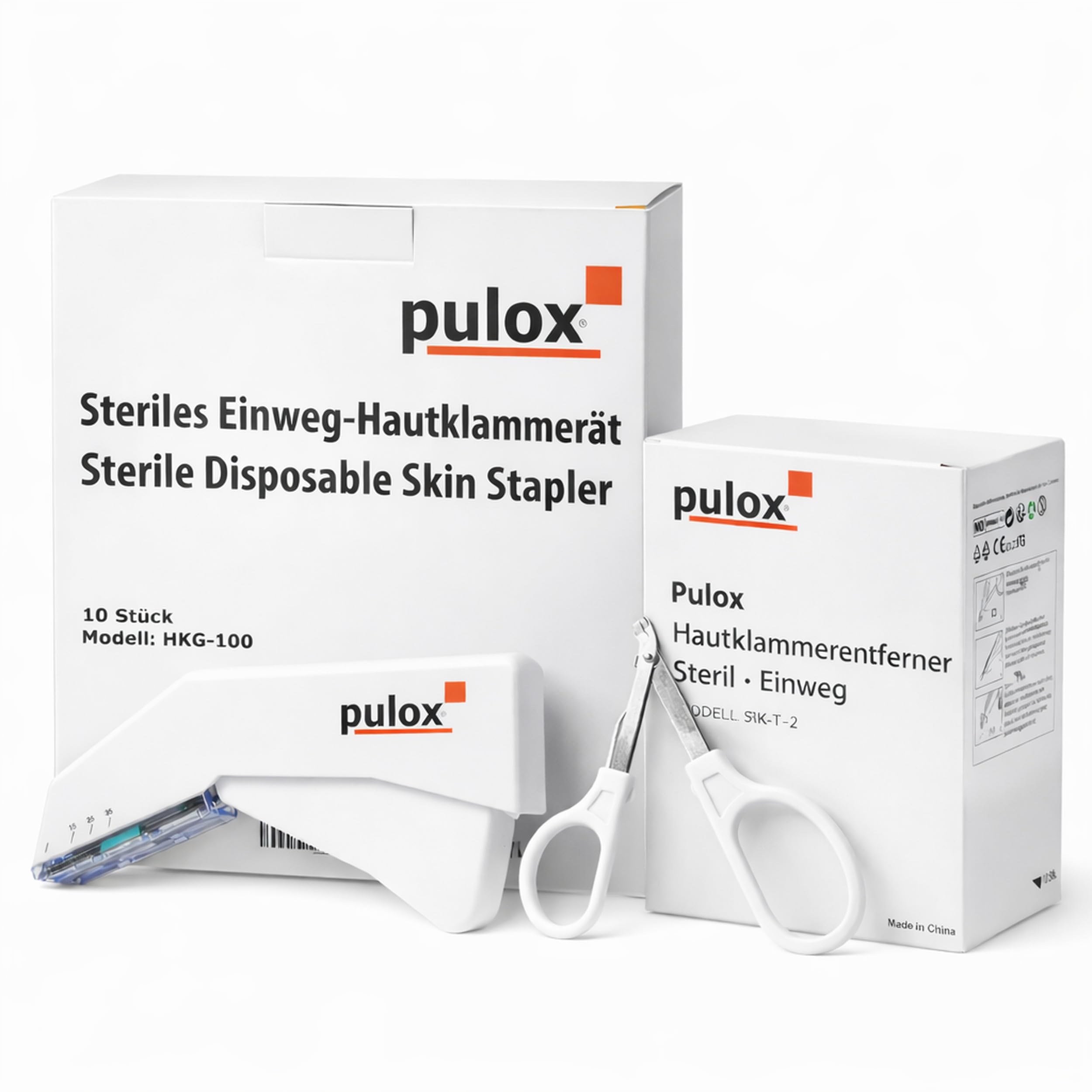 10x pulox Grapadoras cutáneas desechables estériles + 10x quita grapas cutáneos