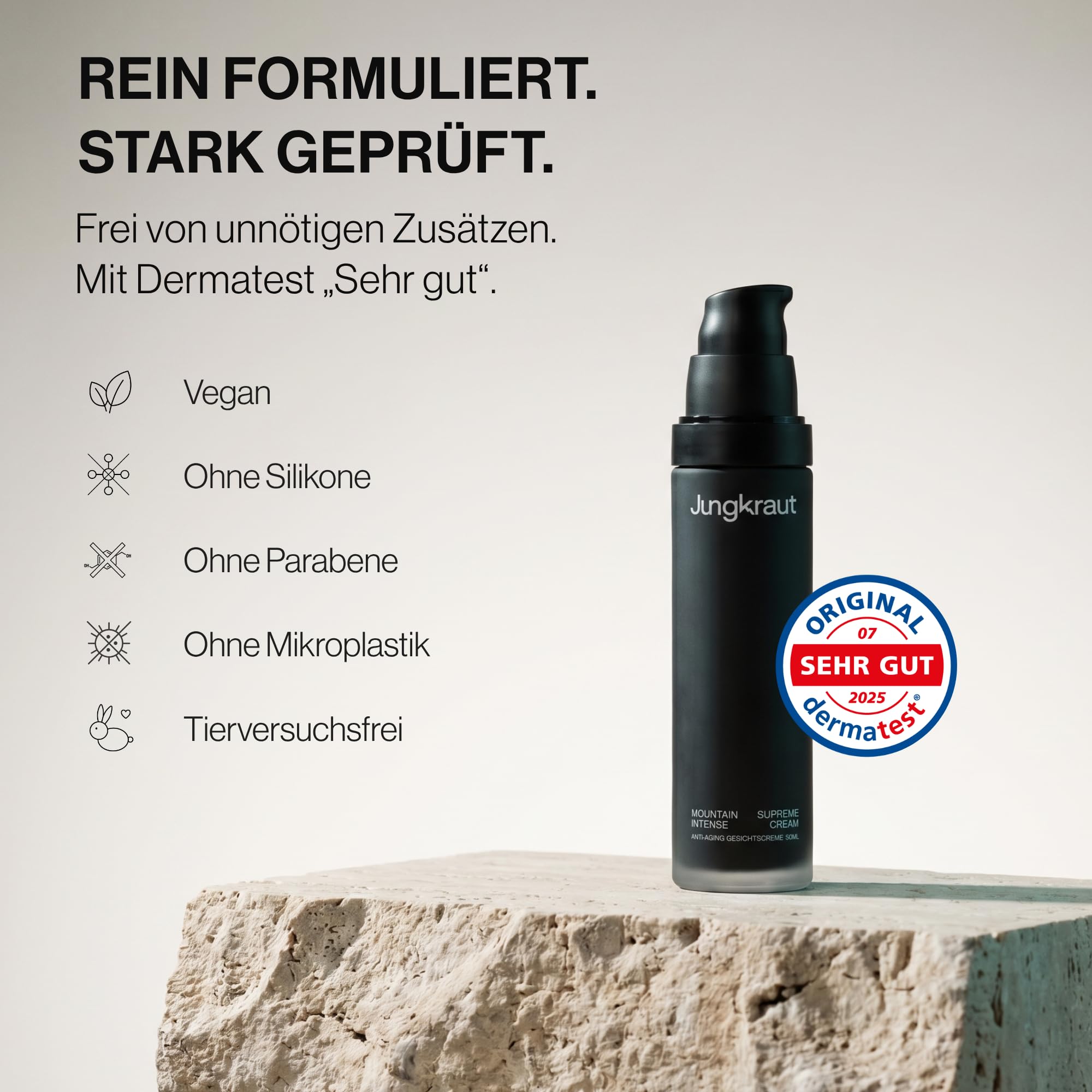 Mountain Supreme Anti-Aging Gesichtscreme für Männer 50ml, Feuchtigkeitscreme mit Mooszellen-Technologie, 6 Wirkstoffe, reduziert Falten, 24h Feuchtigkeit, reichhaltig, natürlich, Swiss Made