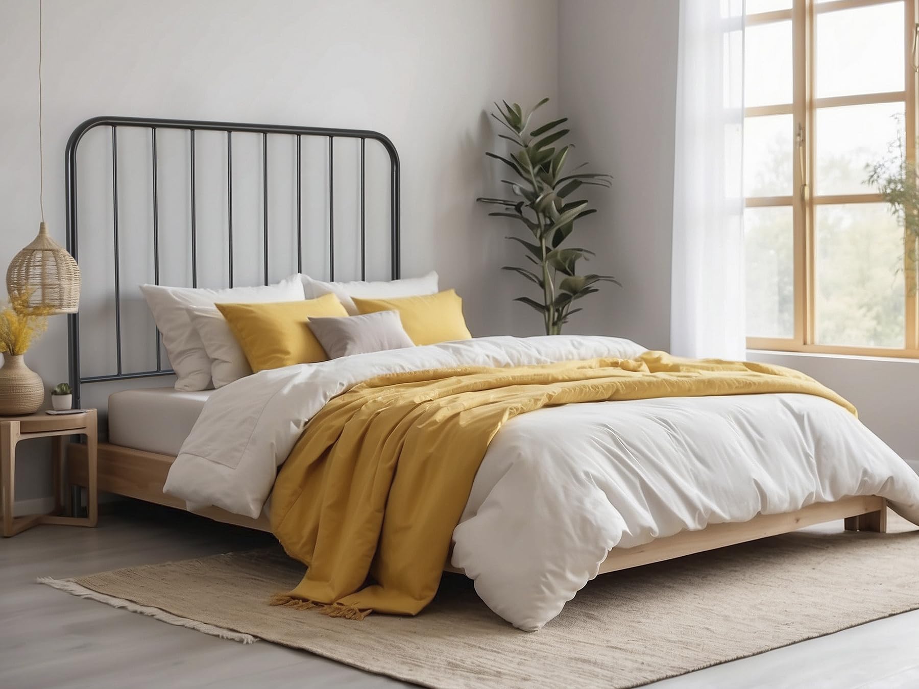 MUEBLIX.COM - Cabecero Forja Cama Domi, Cabecero 150 cm, Camas de Matrimonio y Juvenil, Cabezal para Cama, Hierro con Tubo de 30 mm, Altura Máxima 125 cm, Color Negro