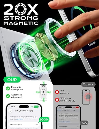 Miniatura 2 de Meifigno Estación de carga inalámbrica 3 en 1 para cargador Apple Mag, soporte de cargador magnético rápido de 15 W para iPhone 16, 15, 14, 13, 12,