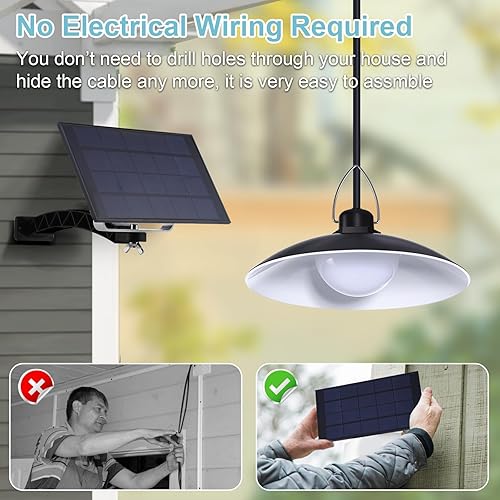 Miniatura 7 de Luces colgantes solares para exteriores IP65 impermeables, 4 cabezales de luces solares con interruptor remoto de encendidoapagado, regulables del