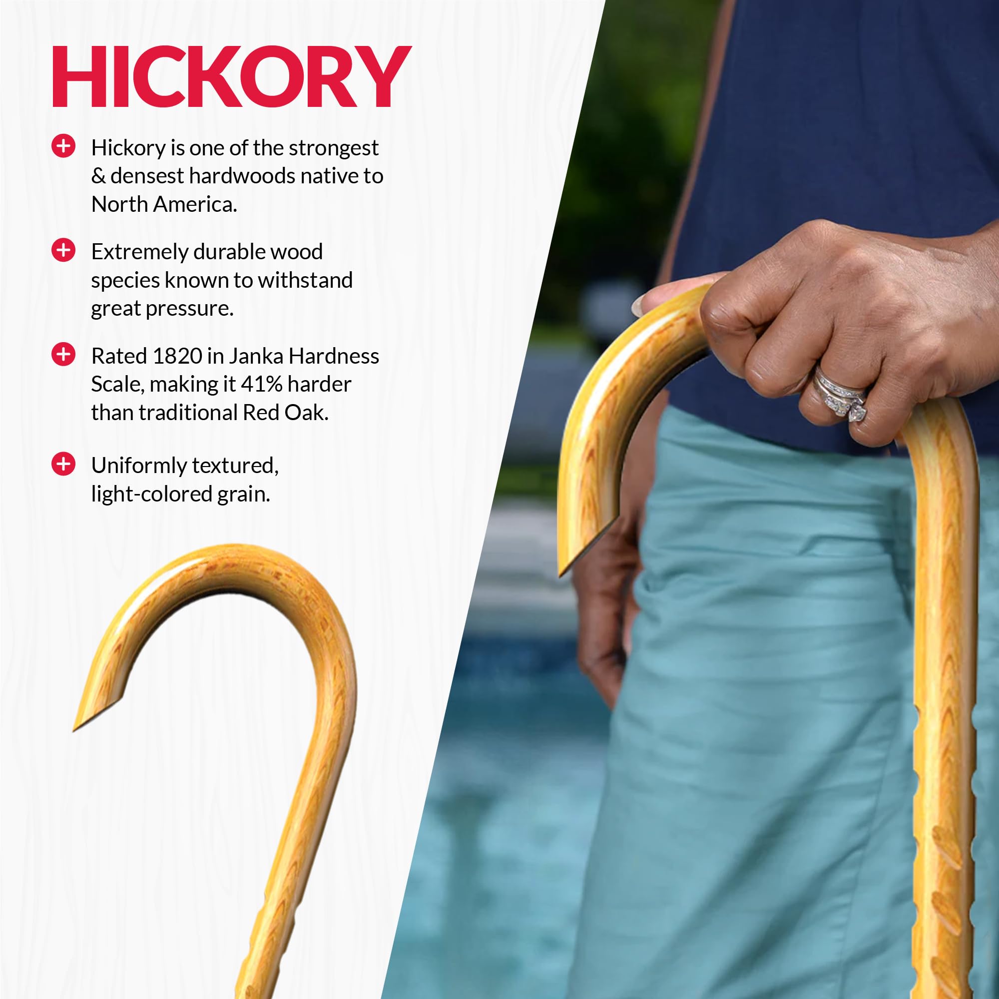 Cane Masters Persönlicher Schutz Gehstock aus Holz – Taktischer Selbstverteidigungsstock für Männer, Frauen und Senioren – handgefertigt in den USA mit amerikanischem Hickory
