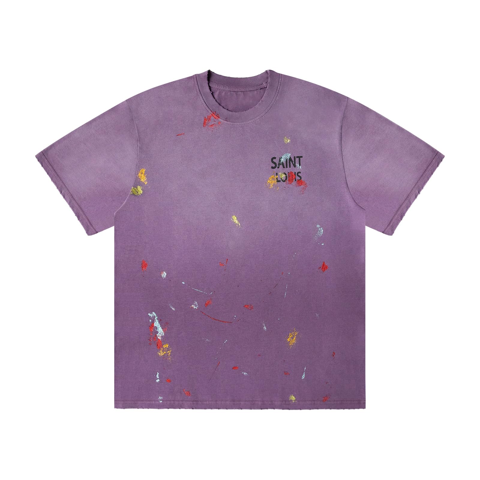 Arnodefrance Men Vintage Graphic Printing T-Shirt Hip Hop Rapper Tee Shirt Cotton Short Sleeve Shirt Small Purple