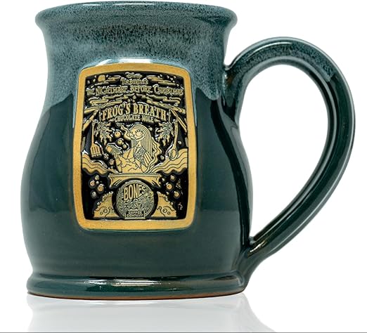 Bones Coffee Company Frog's Breath Handthrown Mug | Teal Coffee Mug | 14 oz Ceramic Novelty Drinking Cup