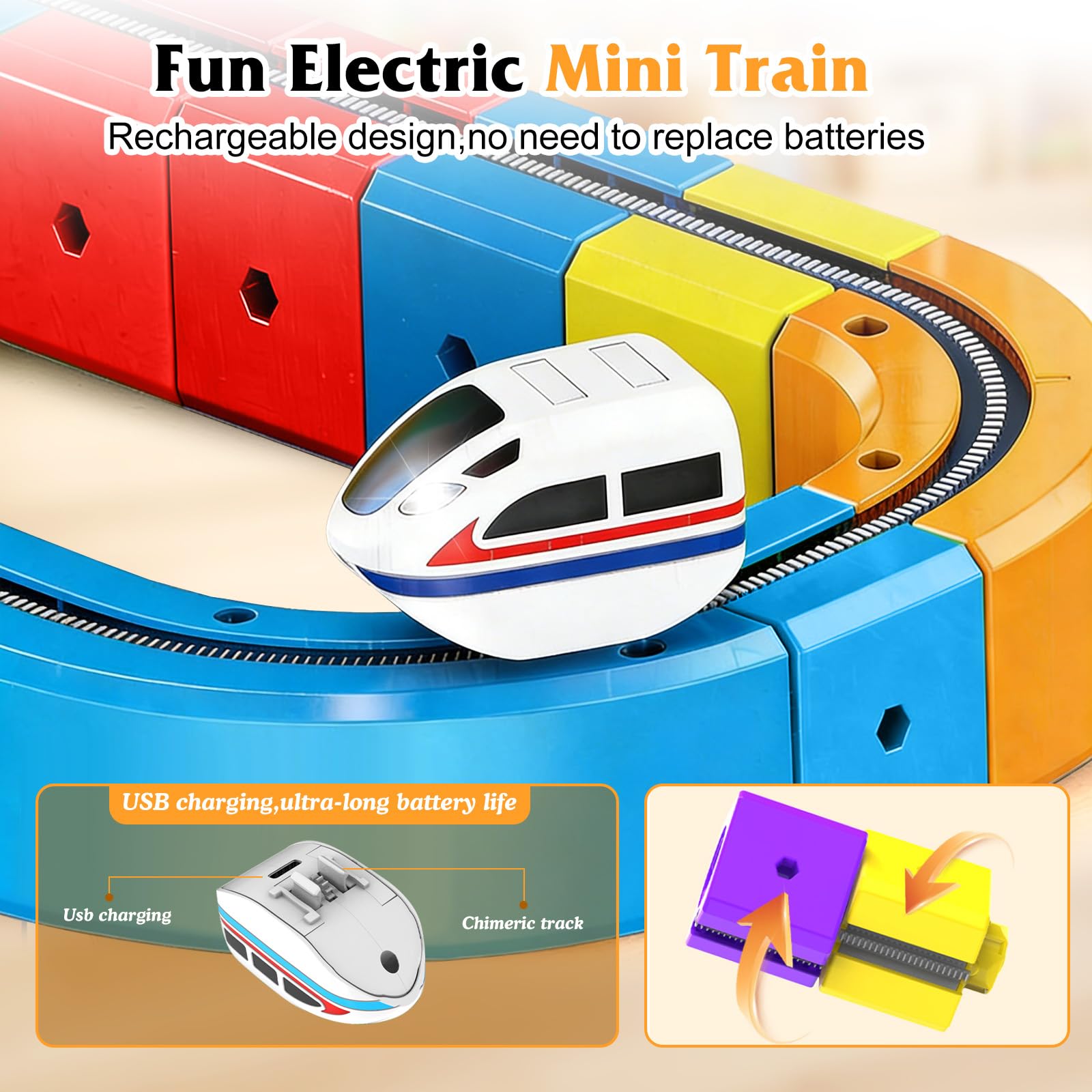 Set di treni elettrici 123PCS, Set di treni Magic Rail Cube, Blocchi Magnetici & Treno Motorizzato,3D Percorso Gravità,DIY Cube Track,Regalo di compleanno o di Pasqua per bambini e bambine krail