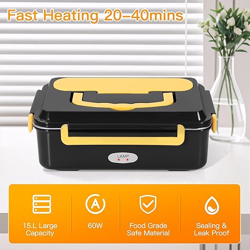 Miniatura 5 de Fiambrera eléctrica Calentador de cochecamiónoficina Fiambrera de calefacción de alimentos Conveniencia Caja Bento Box 110V Hogar 1224V con cuchara