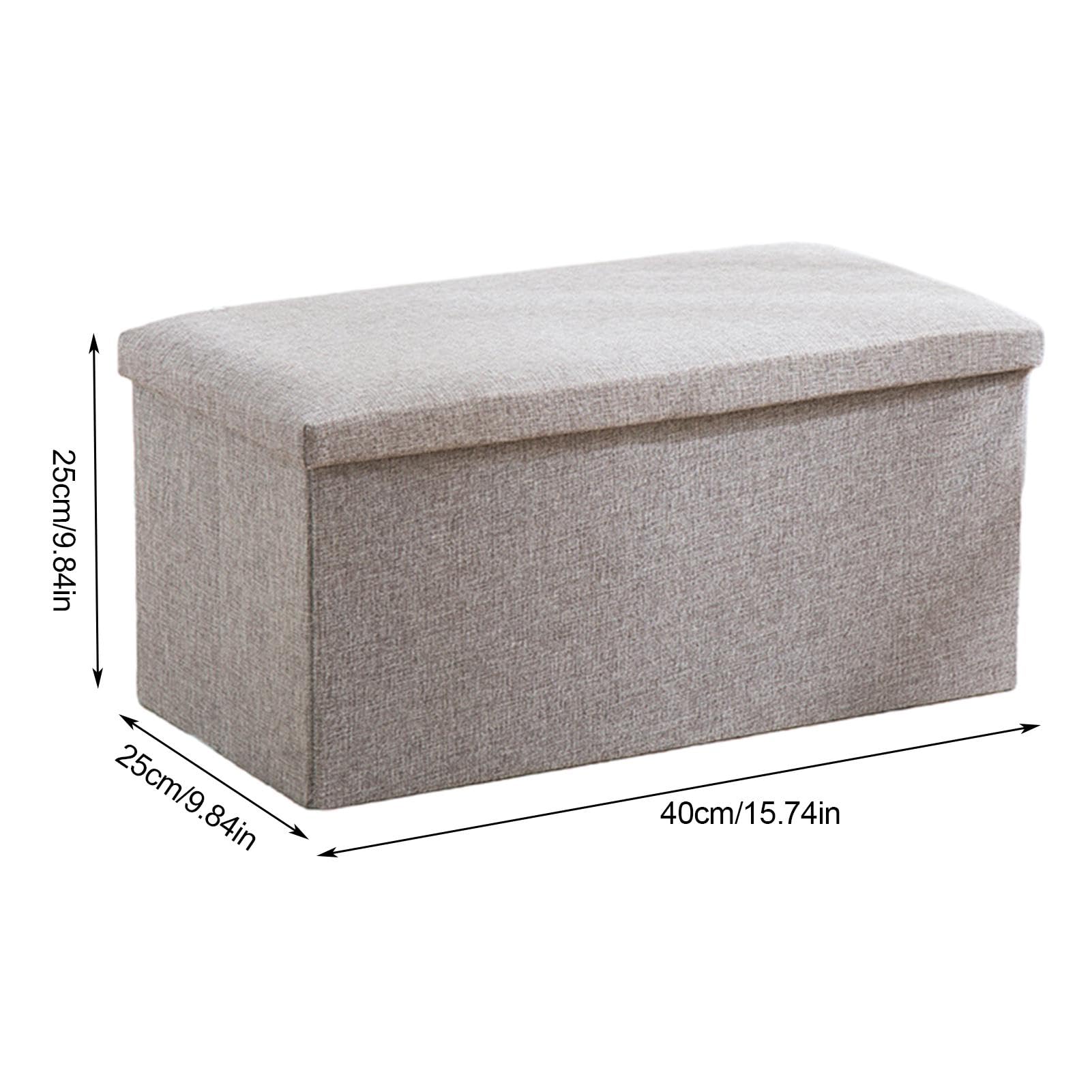Banco otomano – Caja de almacenamiento de juguetes, taburete reposapiés | Cubo de lino de algodón de gran capacidad, otomana de almacenamiento plegable multifuncional acolchada con tapa para libros,