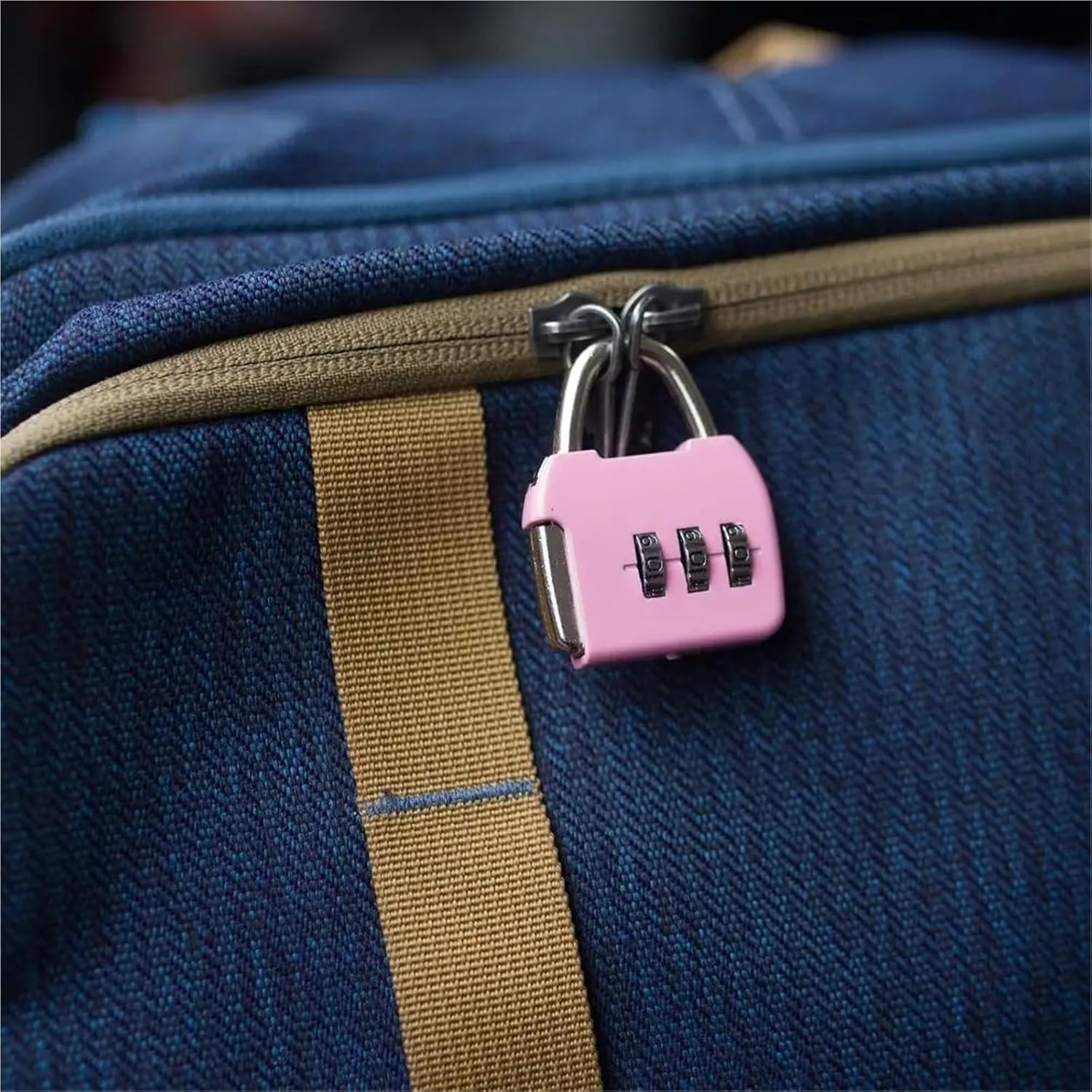 3 Digit Password Lock Mini Theft Travel Luggage Backpack Zipper Padlock Portable Dormitory Cabinet Zinc Alloy Padlock 1Pcs(Gold)