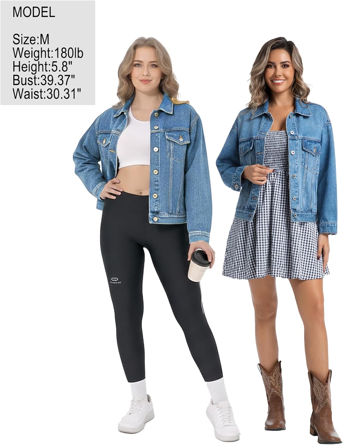 EG CHRIS G Women's Denim Jacket Loose Relaxed Fit with Pocket Trucker Jean Jacket Coats - Image 5