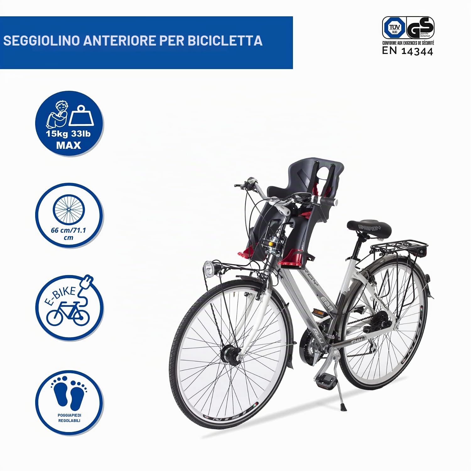 Rabbit - Front Bicycle Seat - for Children up to 15 kg, from 9 Months to 3 Years