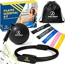 ProBody Pilates Ring Set with 14-Inch Magic Circle Ring, 9-Inch Exercise Ball, 5 Resistance Bands, Pump, Training Guides, & Storage Bag for Core Strength, Balance, Stability Training