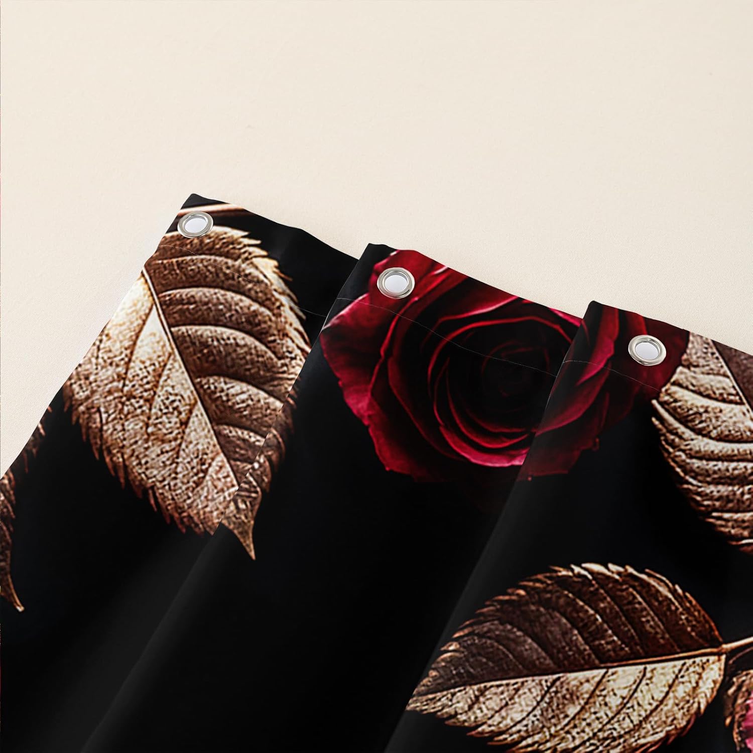 AILONEN Crown Shower Curtain,Red Rose Printed Waterproof Bath Curtain for Couples Lovers Room Decor,Golden Crown Floral Bathroom Decor + Plastic Hooks, 60" W x 72" H