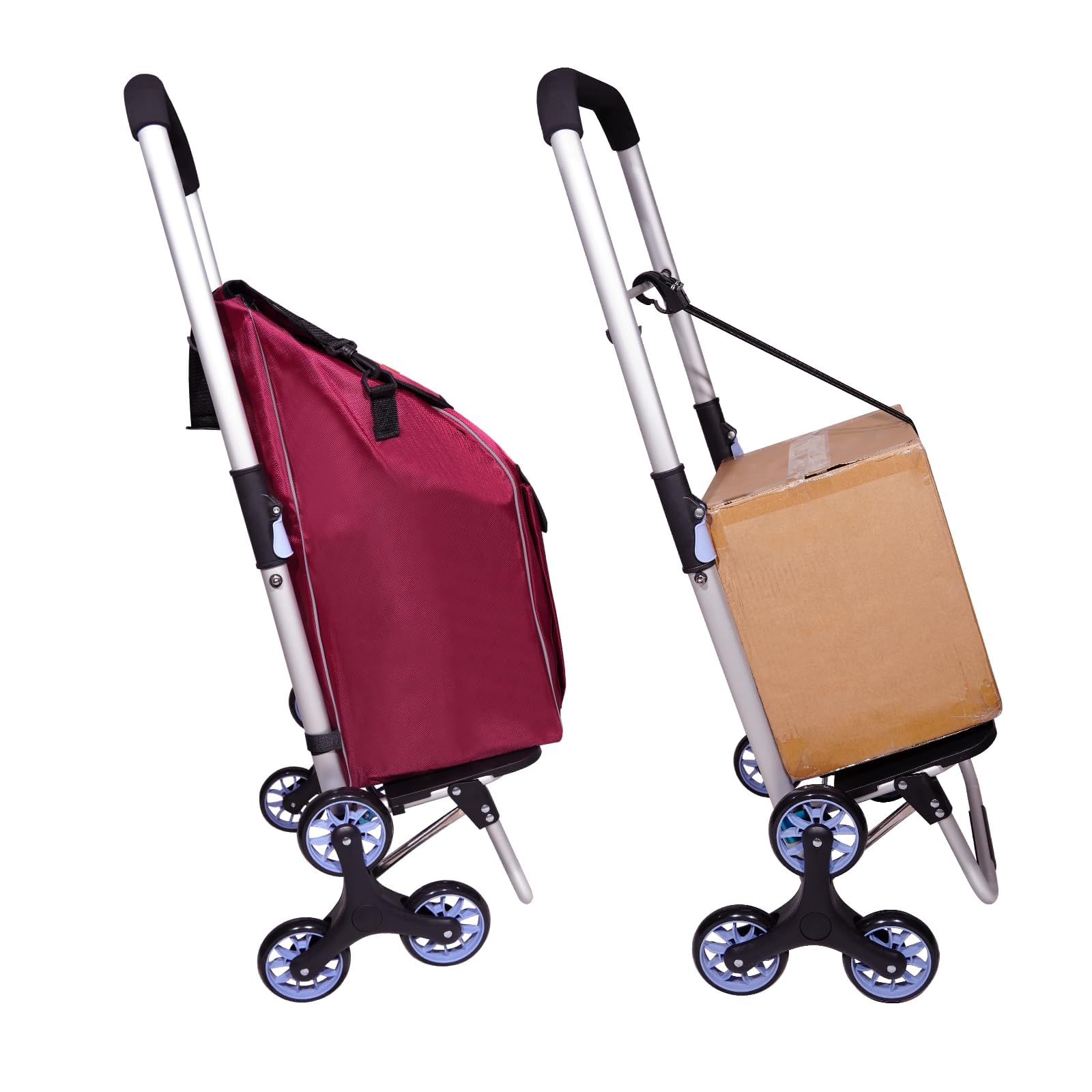 ABIUBIU Trolley per la spesa, pieghevole, borsa per la spesa con ruote, borsa rimovibile, carrello per la spesa per scale (bordeaux01, XXL)