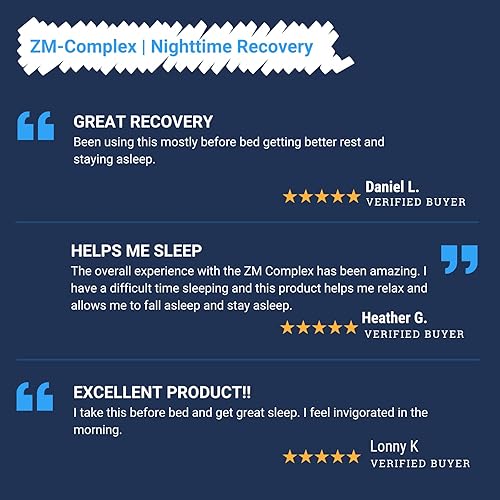 Miniatura 6 de Gaspari Nutrition ZM-Complex recuperación muscular nocturna y apoyo para dormir saludable para hombres y mujeres - Zinc, magnesio, vitamina B-6, 90