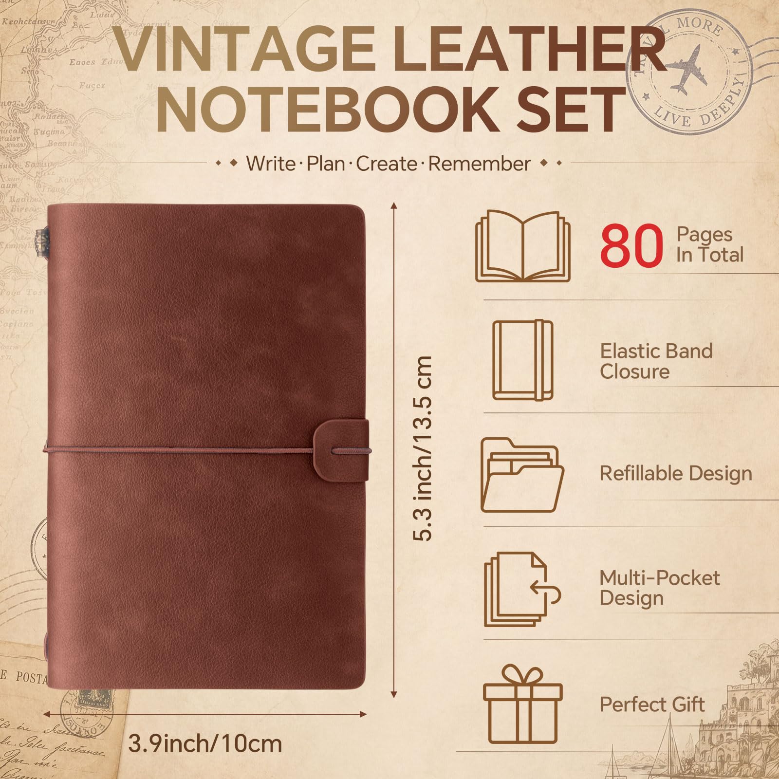 Sabary 16 cuadernos de viaje rellenables de cuero para viajeros, tamaño pasaporte, a granel, vintage, cuadernos de viaje forrados de piel sintética con páginas, tarjetero, para hombres y mujeres, para
