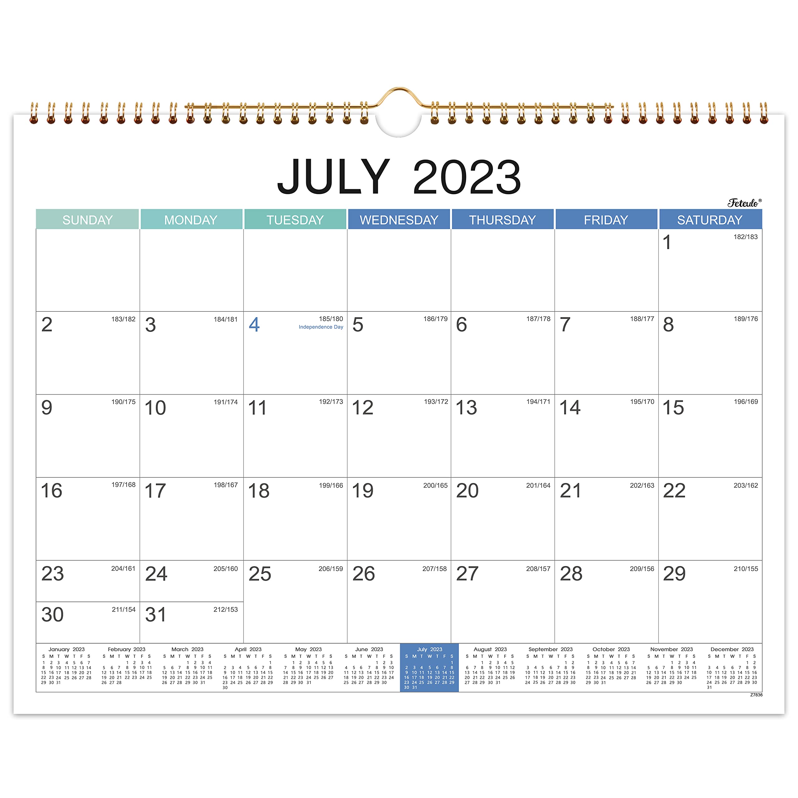 Amazon.com: 2023-2024 Wall Calendar - Jul 2023 - Dec 2024, 18 Monthly  Hanging Calendar 2023-2024 Planner, 15" x 11.5", Spiral Binding, Yearly  Overview, Holidays, Large Blocks, Perfect Organizer for Home & Office :  Office Products