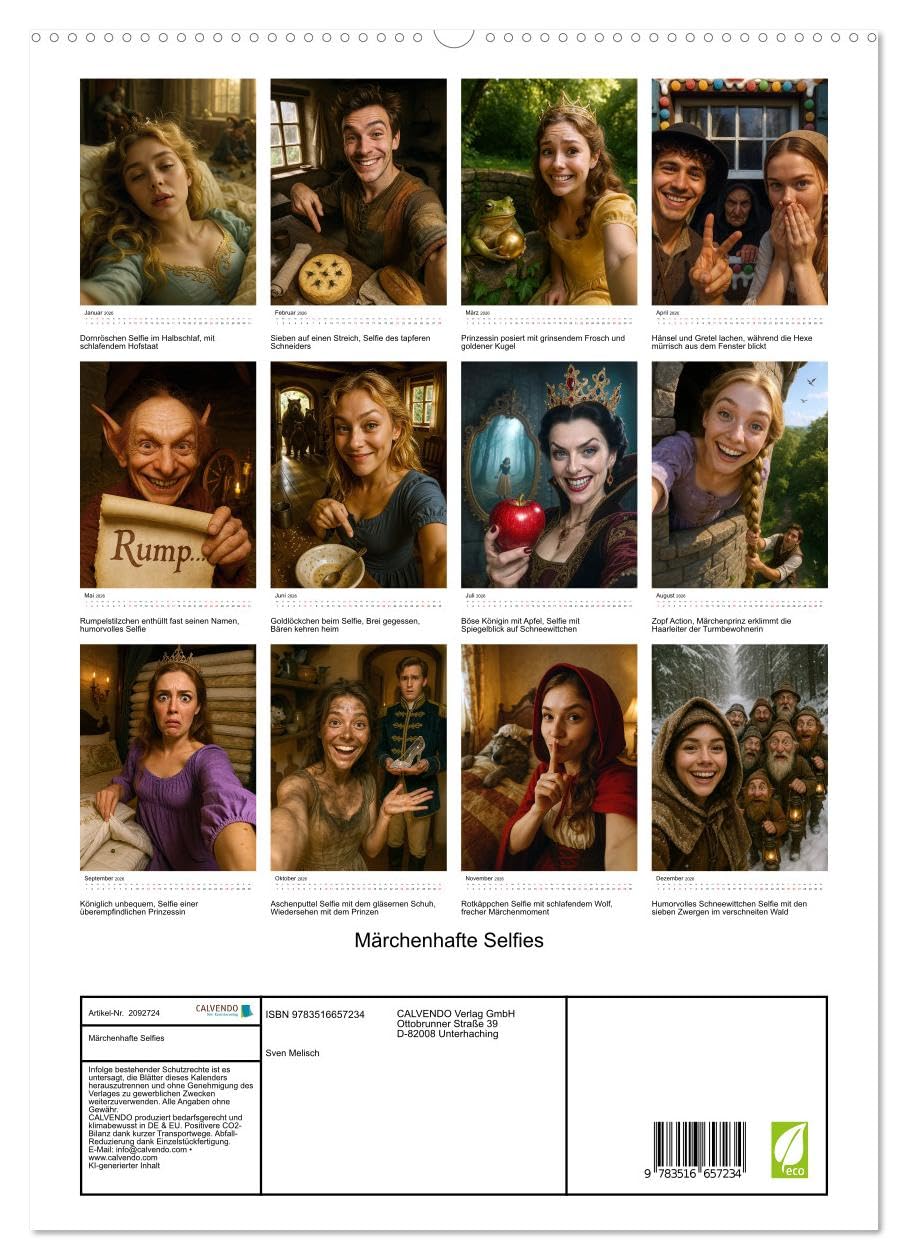 Märchenhafte Selfies (hochwertiger Premium Wandkalender 2026 DIN A2 hoch), Kunstdruck in Hochglanz: Märchenfiguren entdecken Social Media (CALVENDO Spass)