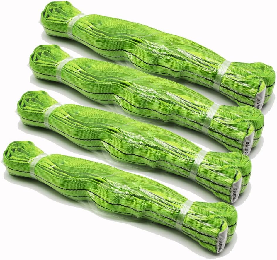 4 Pack 4FT Spanset Endless Loop Straps Green Polyester Round Sling for Rigging Lifting 5300lbs Vertical Capacity