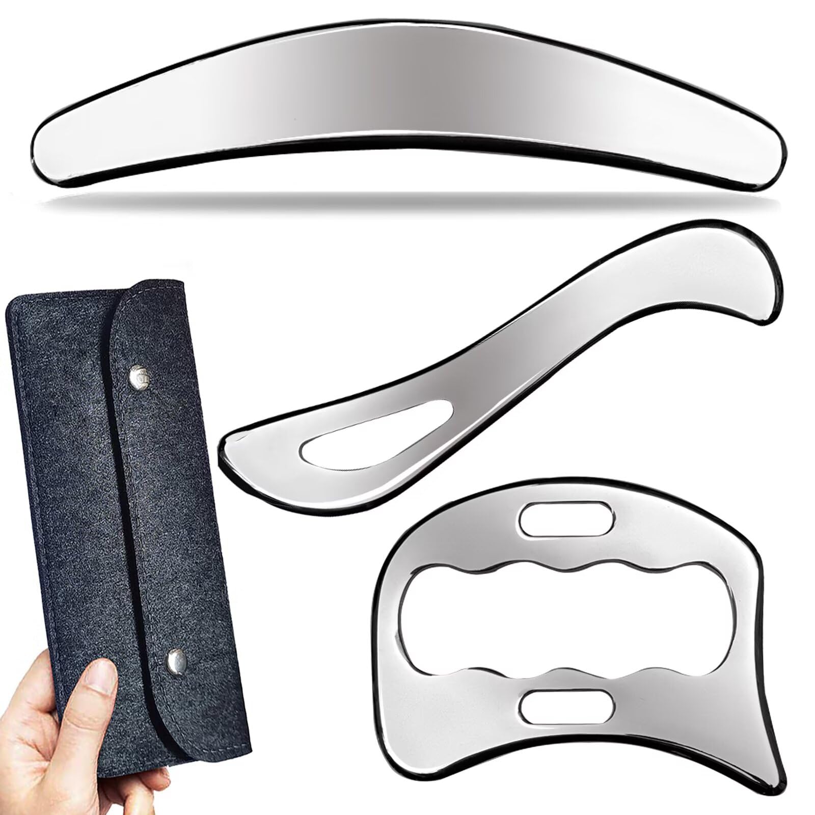 GYX COELE Muscle Scraper Stainless Steel IASTM Massage Tools Set,Gua Sha Scraping Tools for Physical Therapy(3pcs)