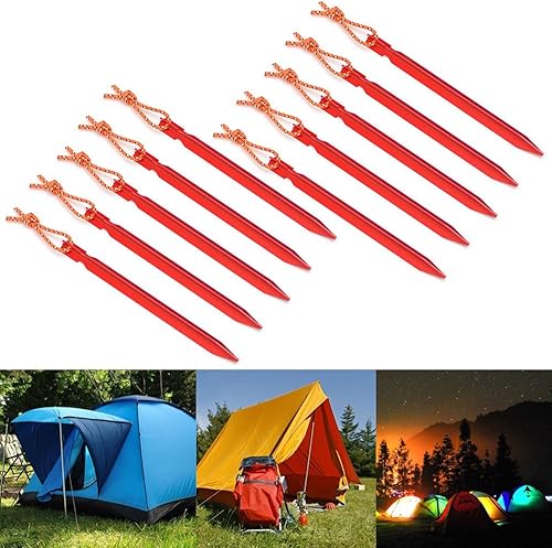 Miniatura 5 de SourceTon - Juego de 10 estacas para tienda de campaña al aire libre, paquete de 10 estacas y 4 unidades de líneas reflectantes de 0.157 pulgadas