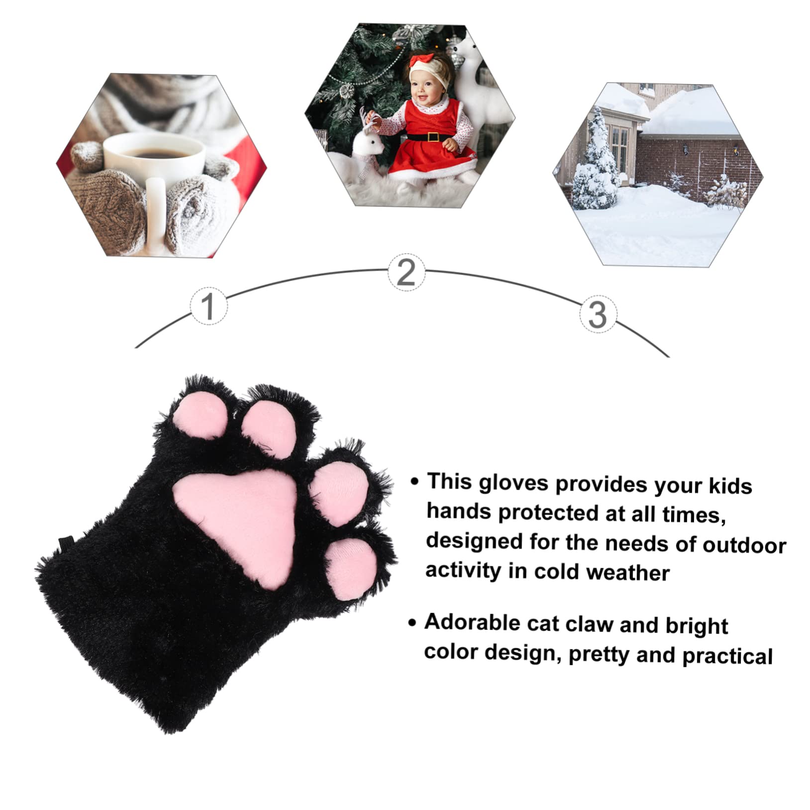 LIFKOME Cat Glove Brush Kids Warm Bear Claw Gloves for Performance and Grooming