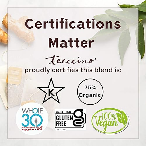 Vista 6 de Teeccino Té de diente de león, nuez de caramelo, té de hierbas rico y tostado que no contiene cafeína y prebiótico con raíz de diente de león