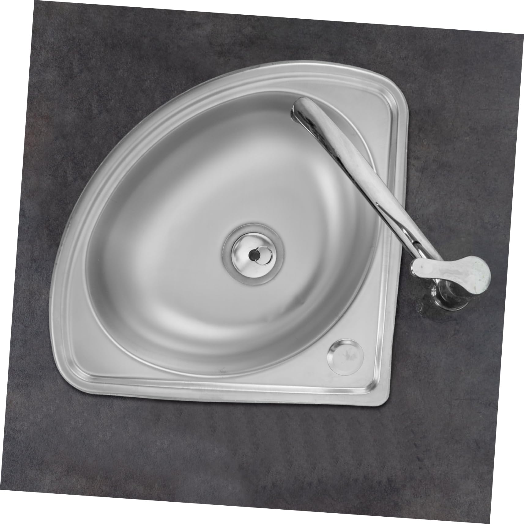 Lavabo Sencillo Sola Ranura para Rv de Acero Inoxidable | 1 Juego, Forma Triangular Tipo Abanico, Diseño de Esquina, Instalación Sencilla, Tamaño Compacto Estilo Aleatorio