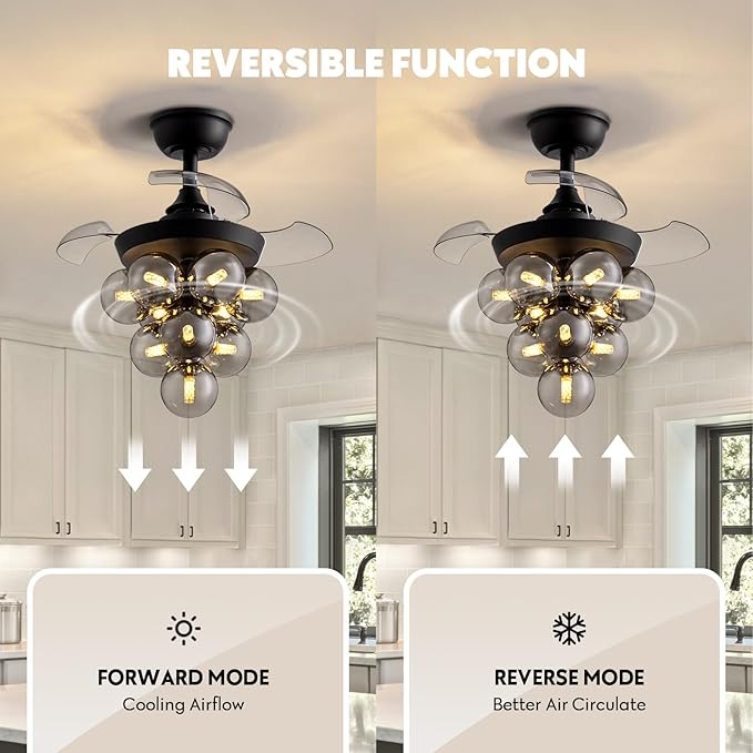 Ventilador de Techo 23.6 Pulgadas Con Luz, Control Remoto, 1 miniatura 4