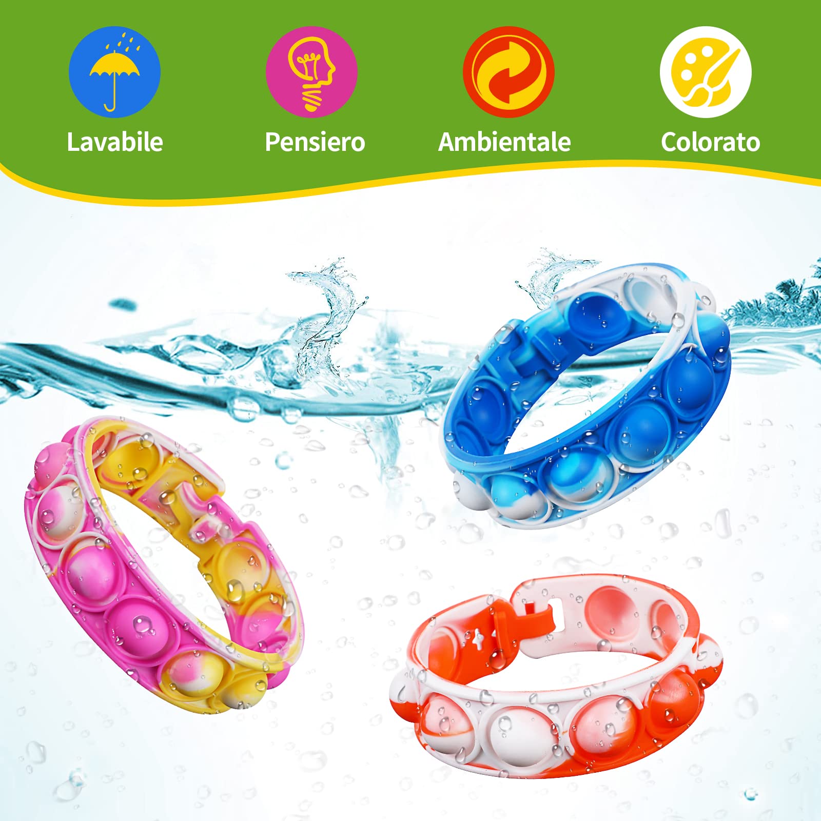 GSCSP braccialetti silicone personalizzabili bracciali fluorescenti per feste braccialetto semiperdo bambini-Nero