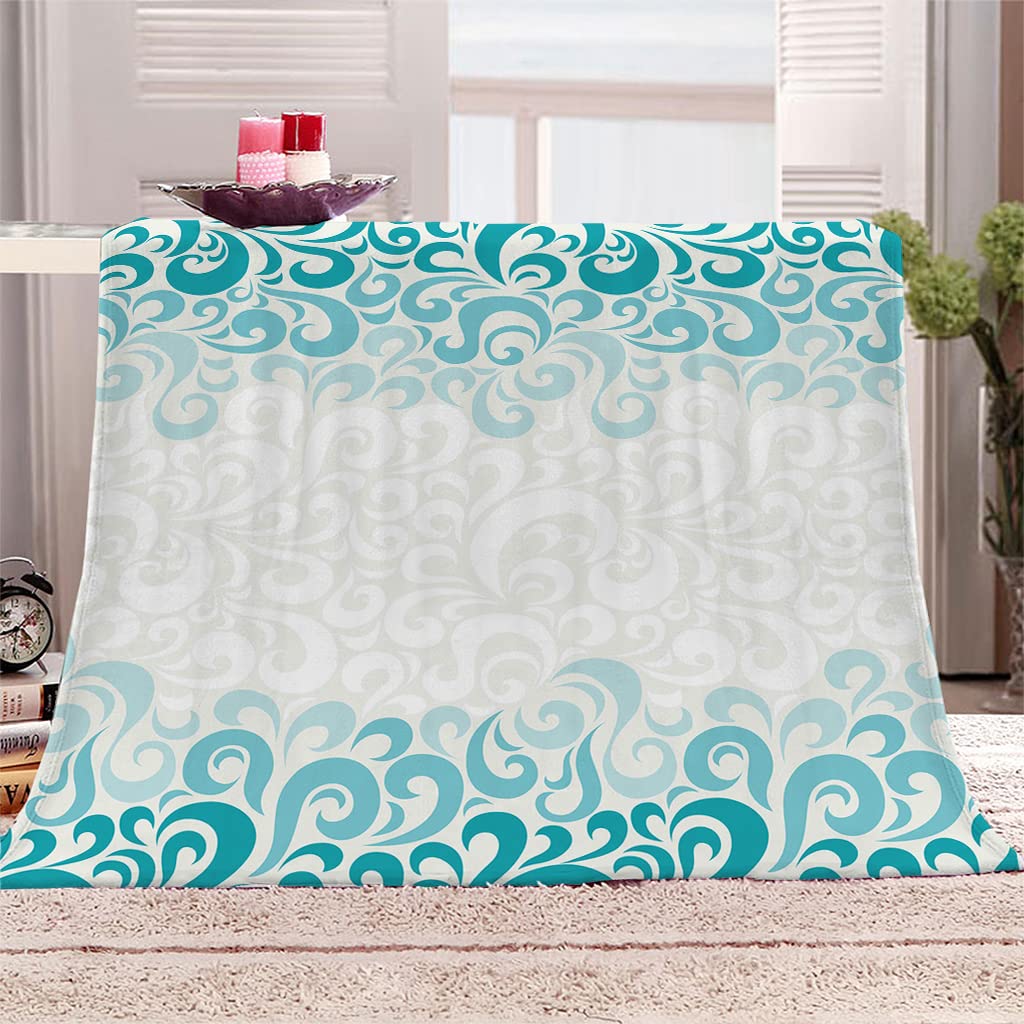 Manta Sherpa Franela Reversible patrón Azul Manta Polar, Manta Felpa de Sofá, 100% Microfibra, Suave, Caliente, Transpirable para Invierno 180x220 cm