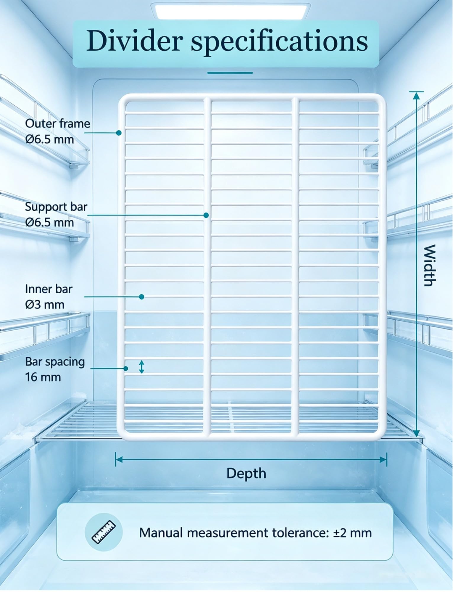 Griglia Frigorifero, Ripiano in Metallo for Frigo e Congelatore | Griglia Congelatore in Acciaio, Ripiano for Vetrina Refrigerata, Frigorifero e Banchi Frigo(60x55cm/23.6x21.7in)