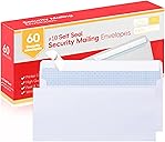 Zzrywuty #10 Letter Size Mailing Envelopes for Business, 60pcs Self Seal Windowless Security Envelopes 4-1/8 x 9-1/2 Inch White 24LB Paper
