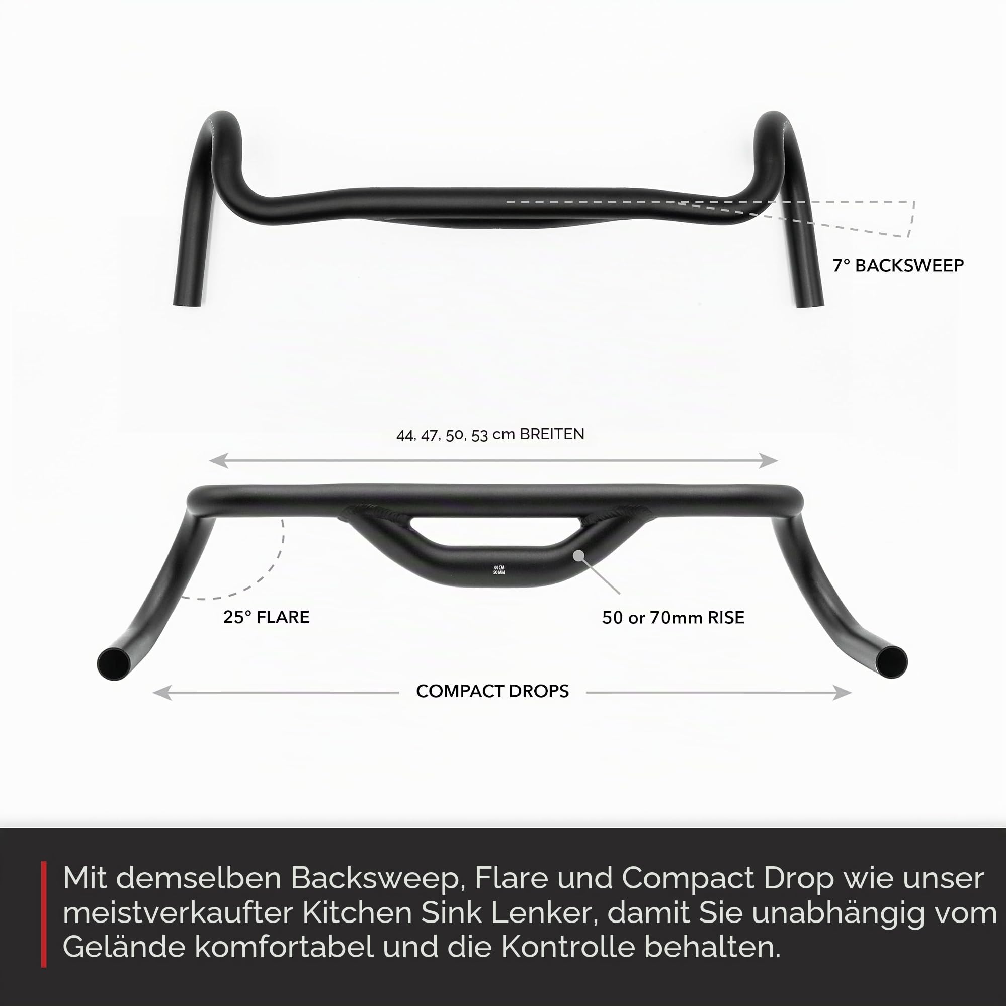 REDSHIFT Top Shelf Handlebar, 70mm Rise, 47cm Width