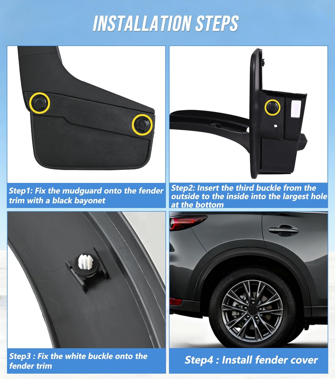 Passenger Side Rear Fender Trim for Mazda CX-5 2017 2018 2019 2020 2021, Mazda CX-5 Accessories, Textured Black Rear Right Side Wheel Arch Fender Flare Molding Trim For MA1790101 | KB7W51W60F8N