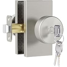 Keyed Alike Exterior Door Knob with Lock and Key, Antique Brass