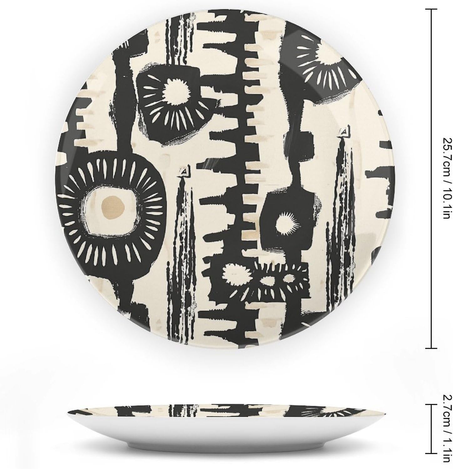 Bone China Decorative Plates African Print Design Ceramic Decorative Plate Wall Decor with Display Stand Ceramic Ornaments for Wall Hanging Decoration