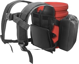 Backpack for 5 Gallon Buckets for Fishing, Apple Picking, Hunting - Universal Bucket Organizer with Pocket, Equipped with Adjustable Straps, Black