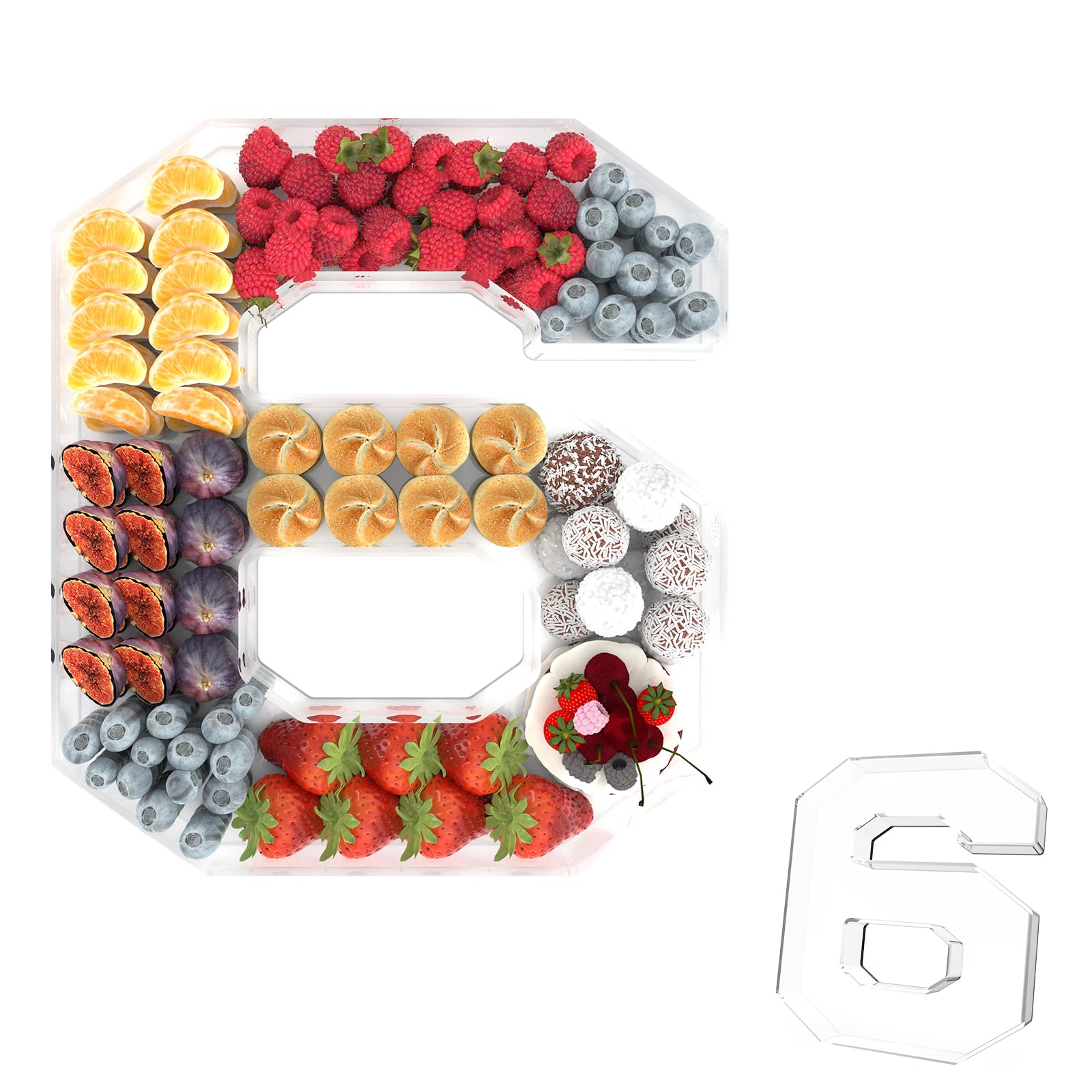 13.8" Acrylic Number Charcuterie Tray, Fillable Charcuterie Box (Number 6)