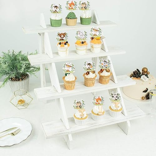 Miniatura 4 de Rsstarxi Paquete de 40 decoraciones para cupcakes de animales del bosque, temática de bosque, baby shower, decoración de pasteles para criaturas del