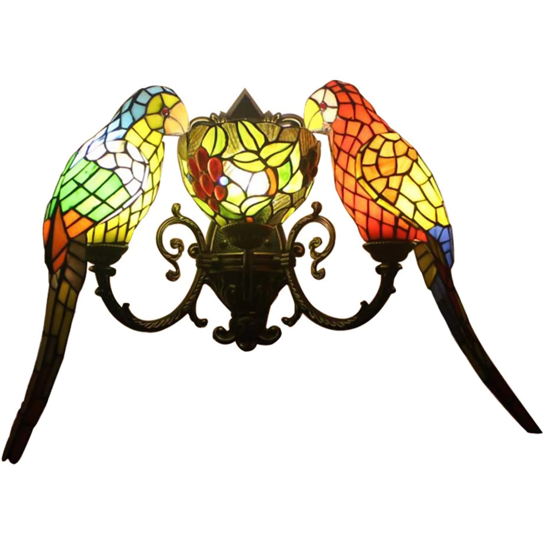 Aioneer Tiffany Style Wall Lamps & Sconces, Vintage Stained Glass Wall Light Fixtures, 3 Lights, Modern Retro Night Light For Bedroom Living Room Hallway Bathroom Nightstand Lamp-B