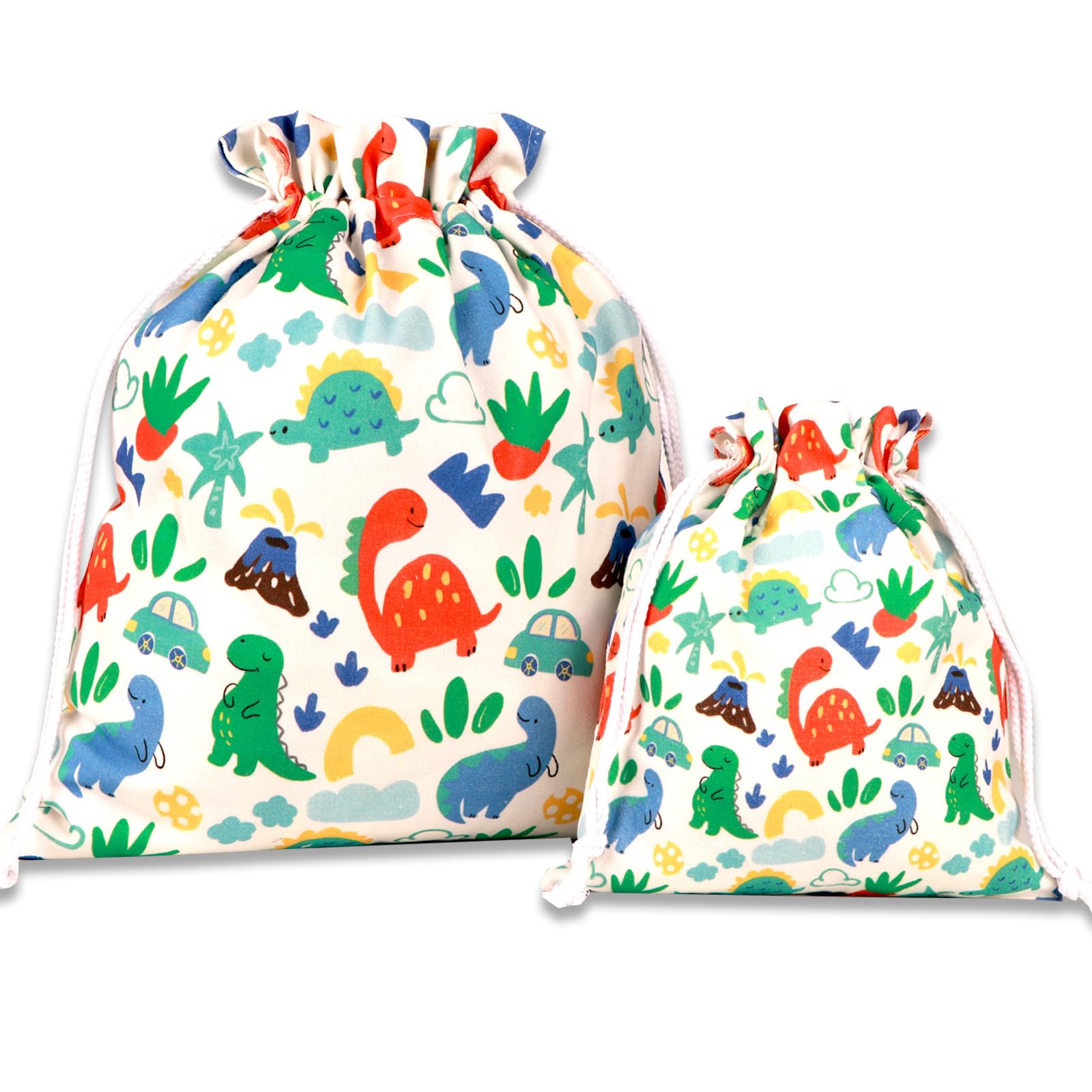 silenwest Baby Boy Gift Bags|Large 20" Small 12" |Premium Canvas Drawstring Bags | Reusable Fabric | Perfect for Baby Showers,Birthday | Dinosaur
