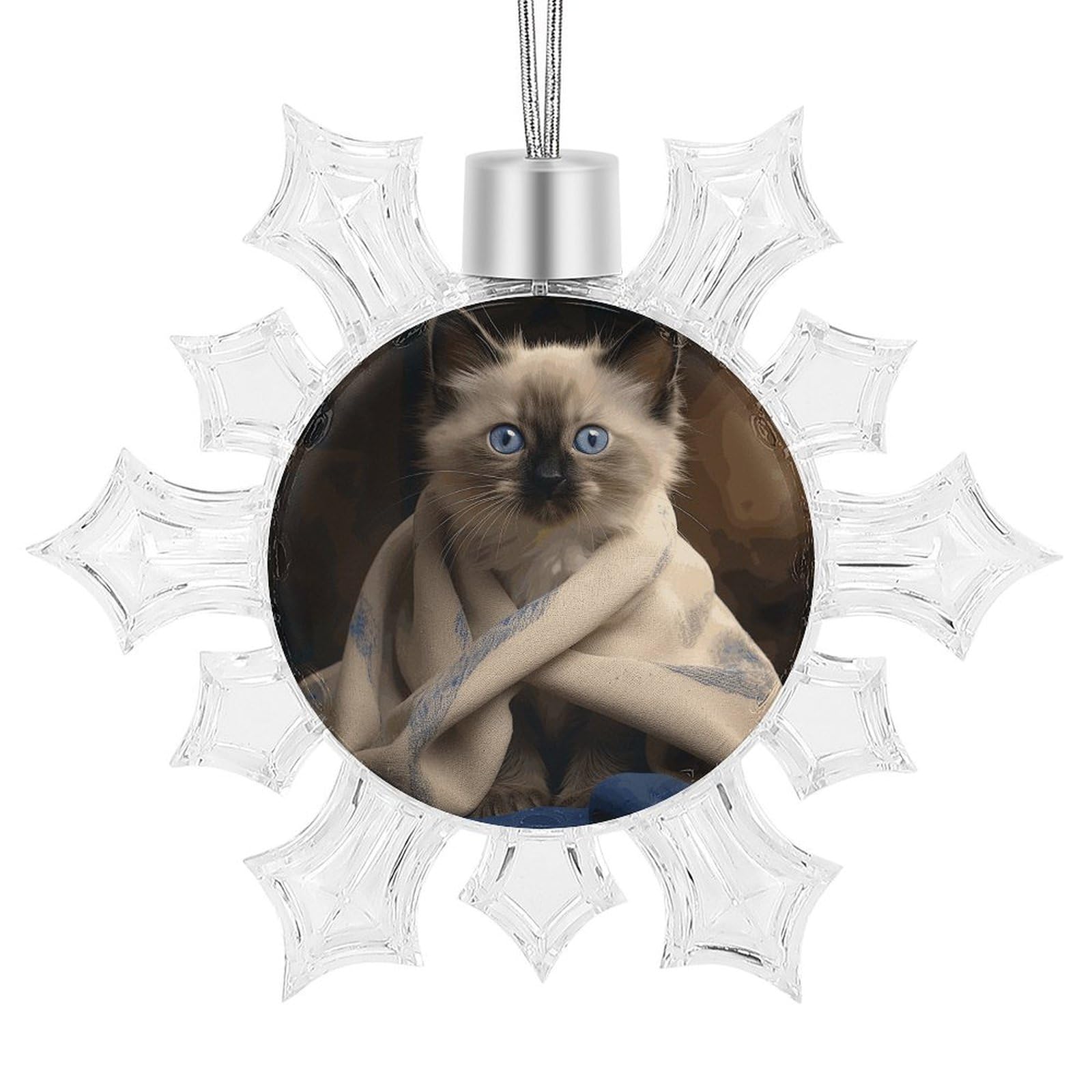 Suspension Noël chat flocon de neige pour sapin et fête de mariage