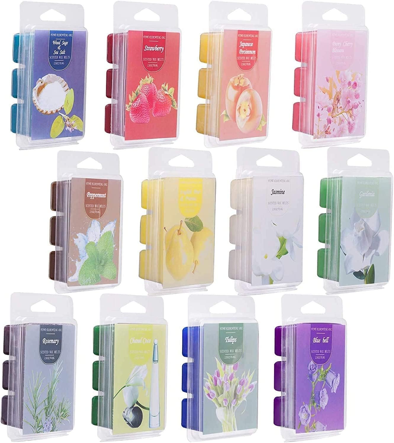 pliadvbu Scented Soy Wax Melts | Set of 12 Assorted 2.5oz Wax Cubes/Tarts | Home Fragrance for Candle Wax Warmer | Bulk Value