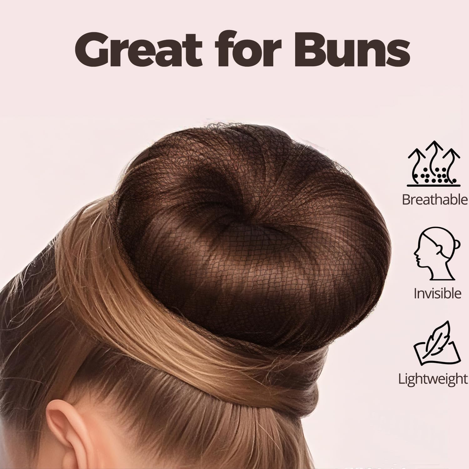 130 Stück Haarknoten-Zubehör, 30 Stück unsichtbare Haarnetze für Dutt (50,8 cm und 30,5 cm), Tanzhaarnetze für Ballettmädchen/Frauen, sicher und natürlich, 100 Stück Haarknoten, 5,1 cm