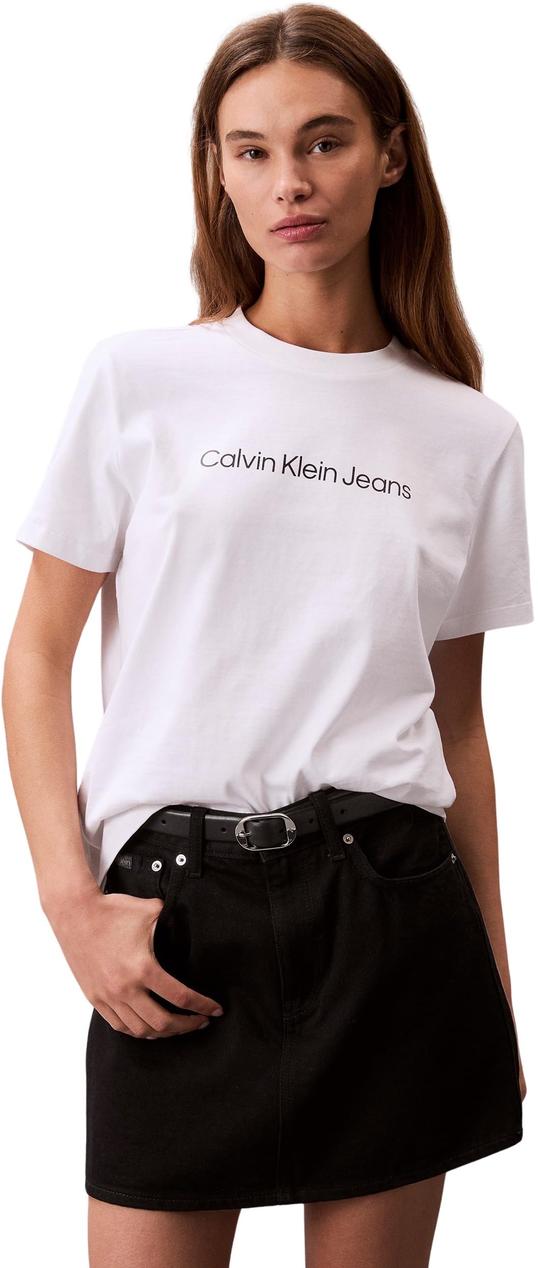 Calvin Klein Damen T-Shirt Kurzarm Logo Classic Regular Fit